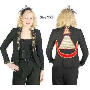 Desperately Seeking 80s Pyramid Style Black Glitter Susan Jacket - XXS